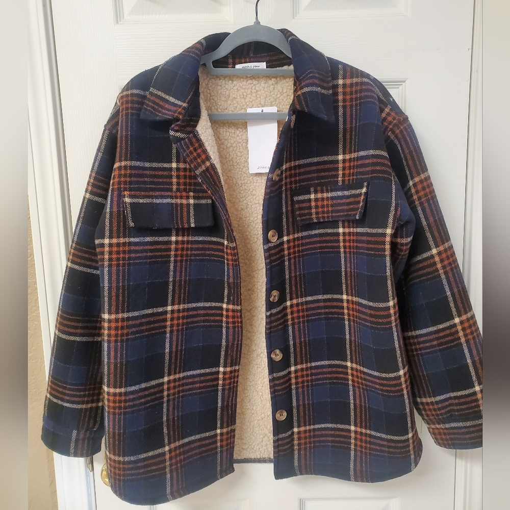 Stitch & Pine Blue/Orange Flannel Jacket Gem